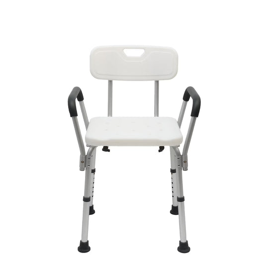 CATGOOD Shower Chair Bath Seat with Back and Arms, Height Adjustable Shower Chair for Inside Shower, Shower Bench for Elderly and Adult, Supports up to 400 lbs, White