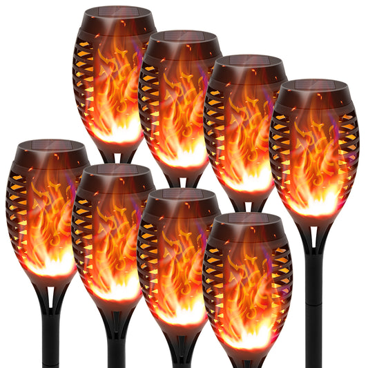 8 Pack Solar Torch Lights with Flickering Flame, Waterproof Solar Lights Outdoor, Solar Pathway Lights, Landscape Decoration Lighting for Garden, Lawn, Patio, Yard, Outdoor Decoration