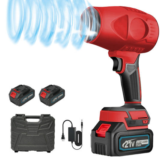 21V Electric Cordless Leaf Blower,1200W,130000RPM Handheld Leaf Blower 2*4.0Ah Batteries and Charger Included for Patio Cleaning,Lawn Care,Blowing Leaves and Dust,Red