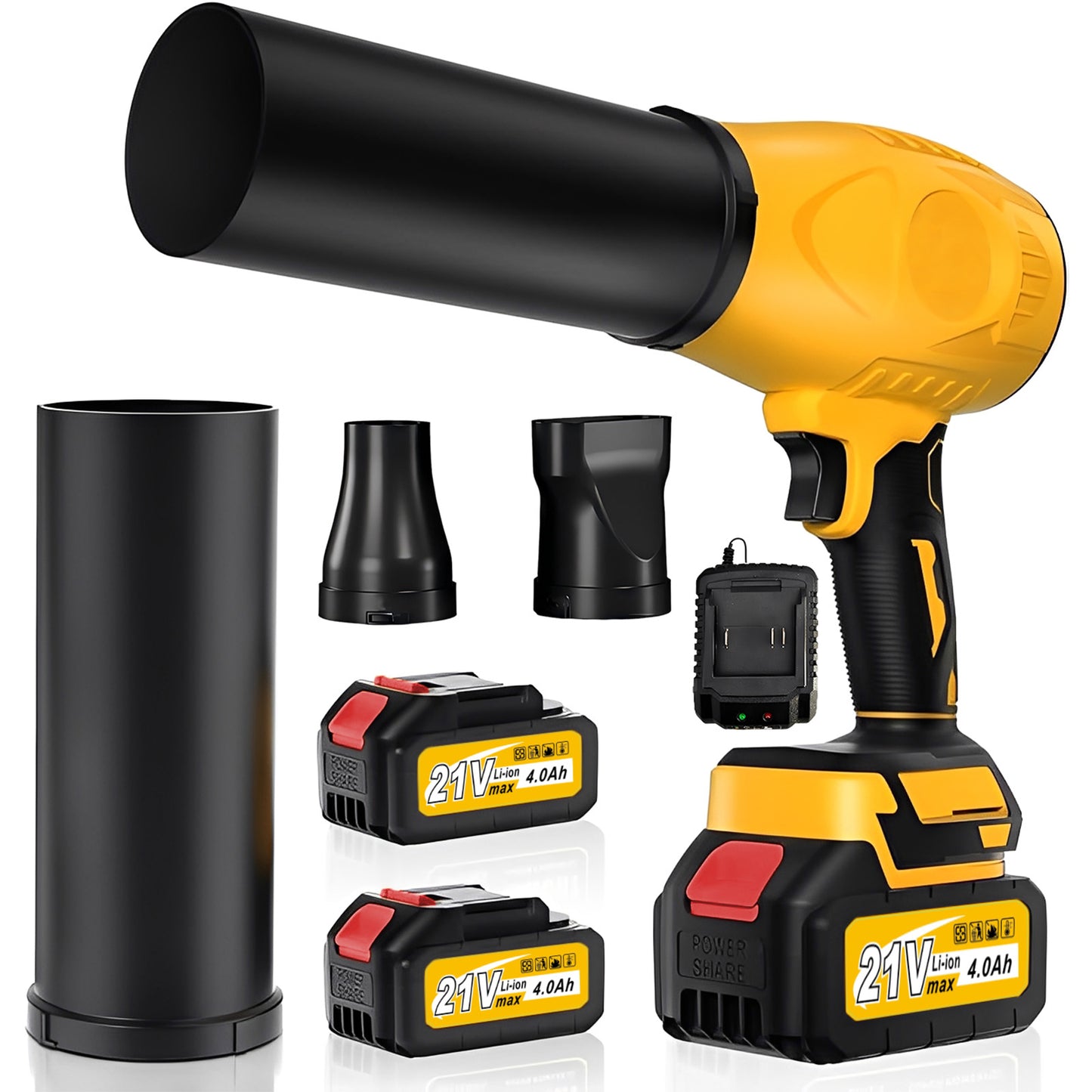 TOPZOO Leaf Blower Cordless with Extended Nozzle, 80000 RPM, 2 Batteries and Charger, Lightweight Handheld Design,Blower for Patio Cleaning, Car Blowing Water
