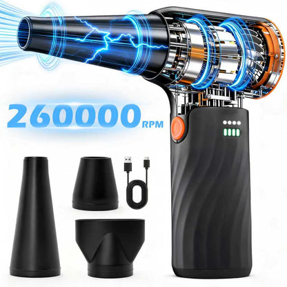 CATGOOD 260000RPM Cordless Compressed Air Duster with Brushless Motor, 3 Speeds Adjustable and Rechargeable, 6AH Dust Cleaner for Keyboard, Computer, Car, Outdoor, Air Bed