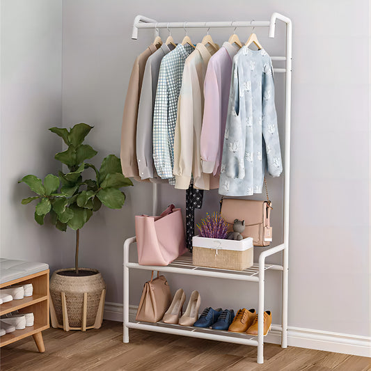 Baokaler Coat Rack, Hall Tree with Shoe Bench for Entryway, Entryway Bench with Coat Rack, 3-in-1 with 4 Hooks, a Hanging Rod, White