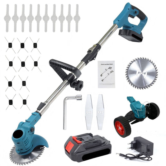 3-in-1 Cordless Weed Trimmer, 21V Portable Electric Brush Cutter, With Two 2600mAh Batteries and Charger for Garden and Yard Weed Control