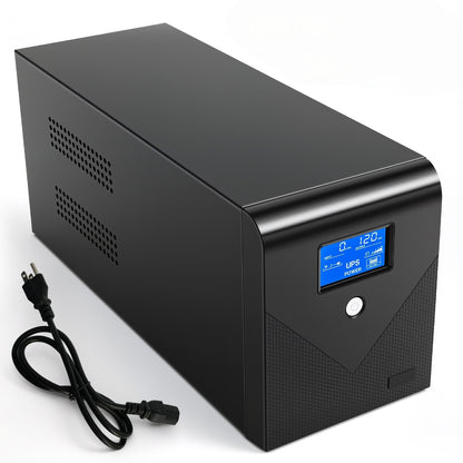 CATGOOD Backup UPS Power Supply 1000VA 600W Battery Backup Power with 3 Outlets and LCD Display, Suitable for Home and Office