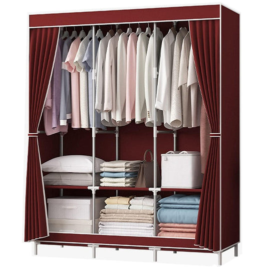 BAOKALER Portable Closet Wardrobe, Non-woven Fabric Organizers and Storage, Clothes Storage for Home, Wine Red