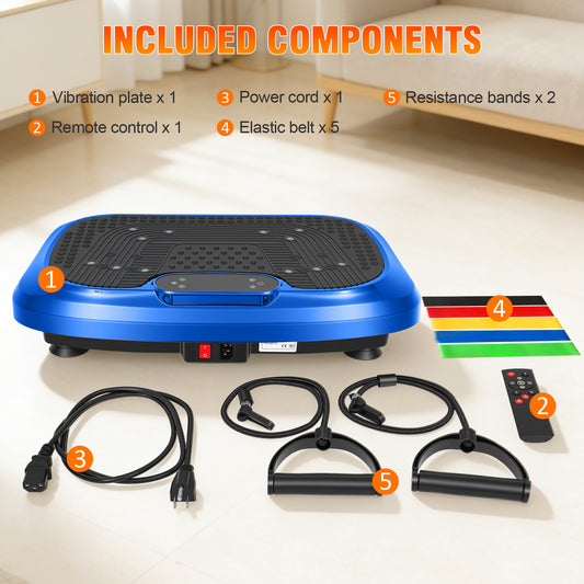 Vibration Platform with Loop Bands & Remote Control for Home Fitness & Weight Loss & Muscle Toning, Black