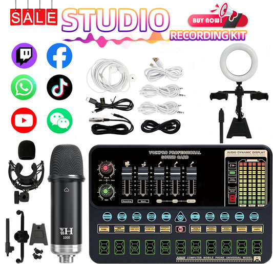 Podcast Equipment Bundle, Recording Studio Package Perfect for Recording, Broadcasting, Live Streaming, V10XPRO Voice Changer with Pro BM-800 Microphone