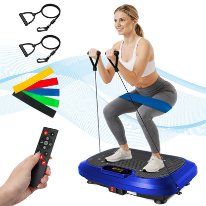 CATGOOD Vibration Plate Exercise Machine, Full Body Vibration Platform with 2 Loops & 5 Resistance Bands for Wellness and Fitness, Blue