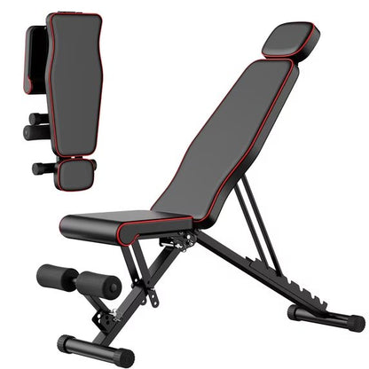 Adjustable Weight Bench with 7 Level Backrest, 4 Level Seat, 3 Level Leg Extension, Foldable Dumbbell Workout Bench for Home Gym, Incline Decline Positions for Full Body Strength Training, Black