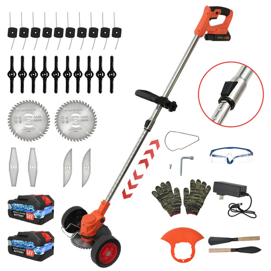 Grass Trimmer & Weed Wacker Combo, Battery Powered with 2000mAh Dual Batteries, Electric for Lawn & Patio