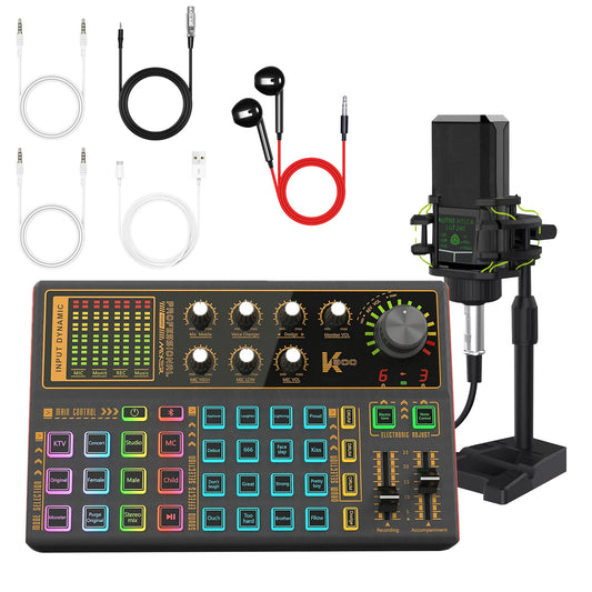 Podcast Equipment Bundle, SK300 Changer with Podcast Microphone Bundle, LED Light, Studio Equipment for Living Broadcast Live Streaming YouTube TikTok