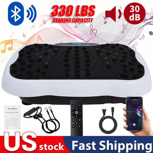 330lb Vibration Plate Exercise Machine, Vibration Board for Lymphatic Drainage, Whole Body Workout Vibrate Fitness Platform, Waver Vibration Stand for Weight Loss, Home Gym Equipment,White