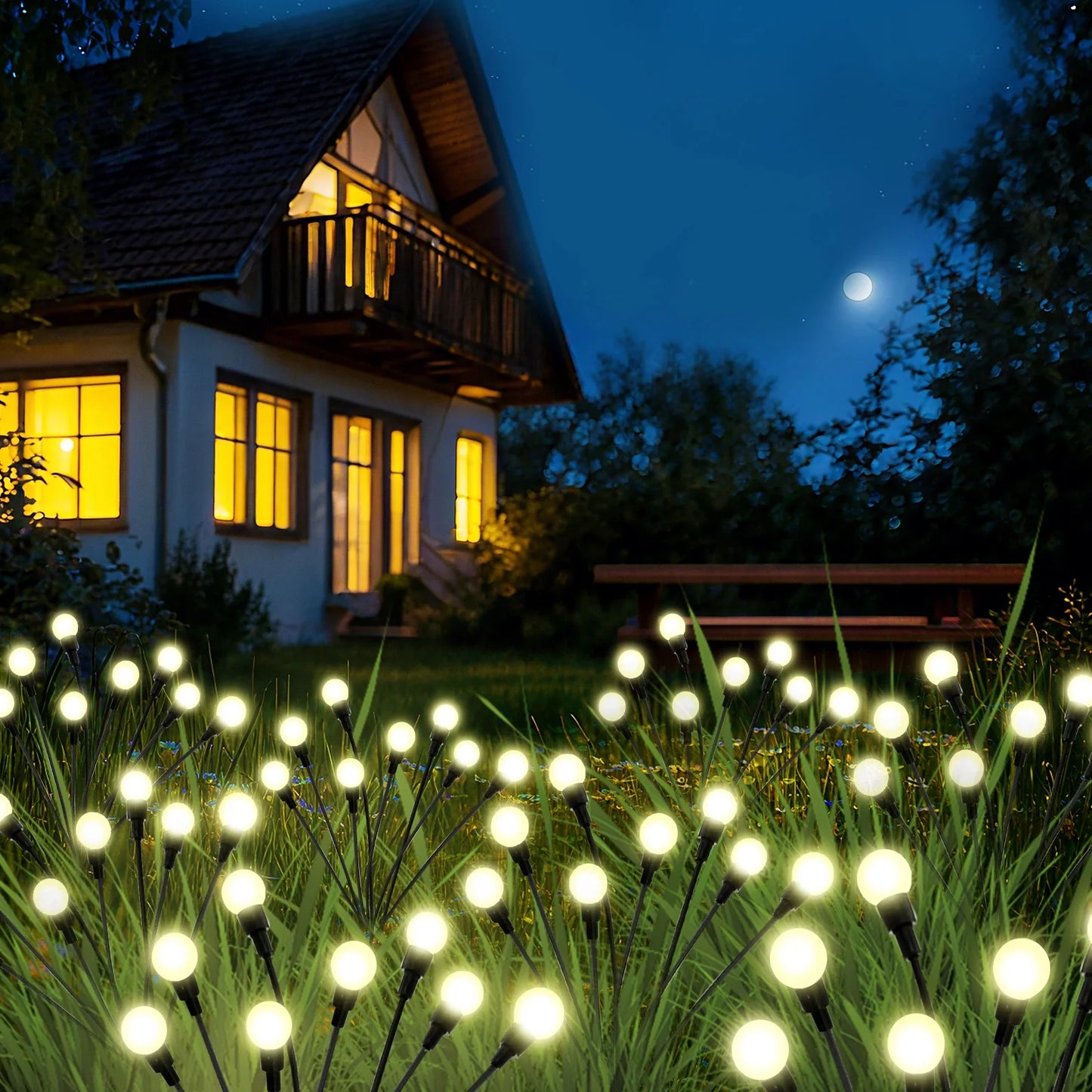 TopZoo Solar Garden Stake Lights Outdoor Waterproof, 12 Pack/2 Modes Swaying Firefly Lights for Garden Decor, Yard, Patio, Pathway, Party, Christmas Decoration, Warm White 96 LED