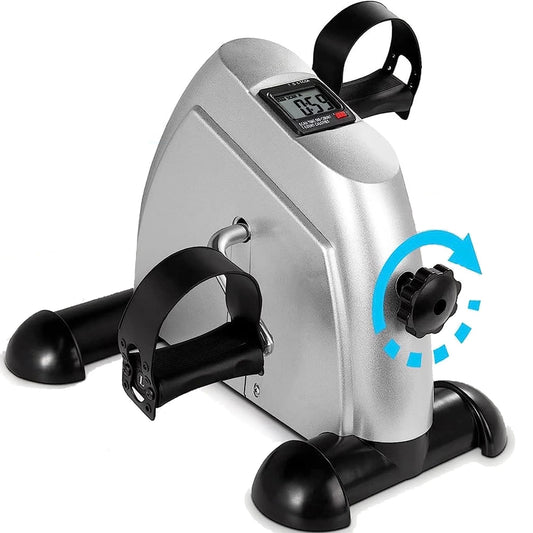 Mini Exercise Bike, Under Desk Bike Pedal Exerciser, Peddler Exerciser, Portable Foot Cycle Arm & Leg Peddler Machine with LCD Screen Displays