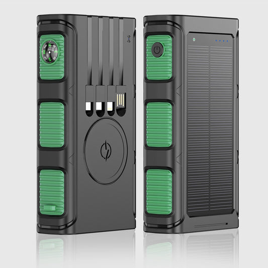 Power Bank Wireless Charger 68800mAh Built in Hand Crank and 4 Cables 15W Fast Charging Power Bank 7 Outputs & 4 Inputs Solar Portable Charger, SOS/Strobe/Strong Flashlights, Compass(Green)