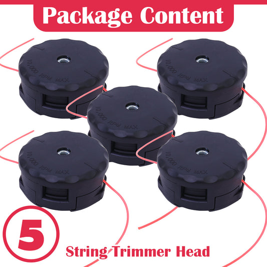Strimmer Head, String Trimmer Head, Grass Brush Cutter String Trimmer Head for Echo Speed-Feed 400 SrM-225 SrM-230 SrM-210 Grass Eater, Black (5 Pieces)