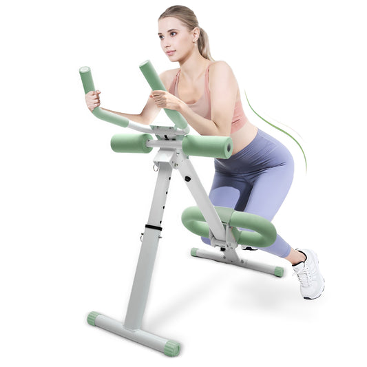 Adjustable Ab Machine, Abdominal Trainers for Full Body Workout, Foldable Abdominal Exercise with Knee Protection, Green