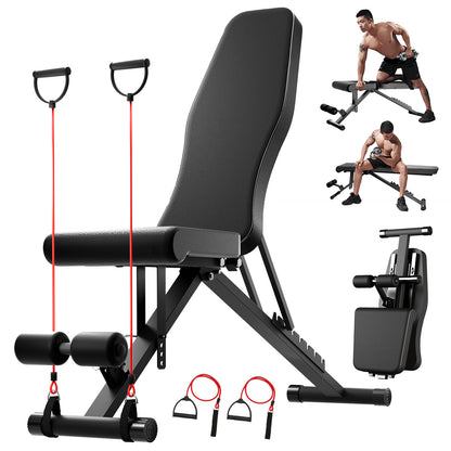 CATGOOD 8-in-1 Weight Bench, Foldable Workout Bench Capacity 1000lb, for Full Body Exercise, Adjustable Fitness Bench with Incline Decline Positioning, Home Gym Strength Training