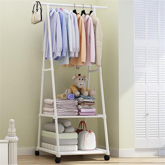 Clothes rack on Wheels, Triangle Coat rack, rolling Garment rack, 2 Tier rolling Clothes rack, Coat Hanging rack, Portable Garment Laundry rack for Home Office Dorm White