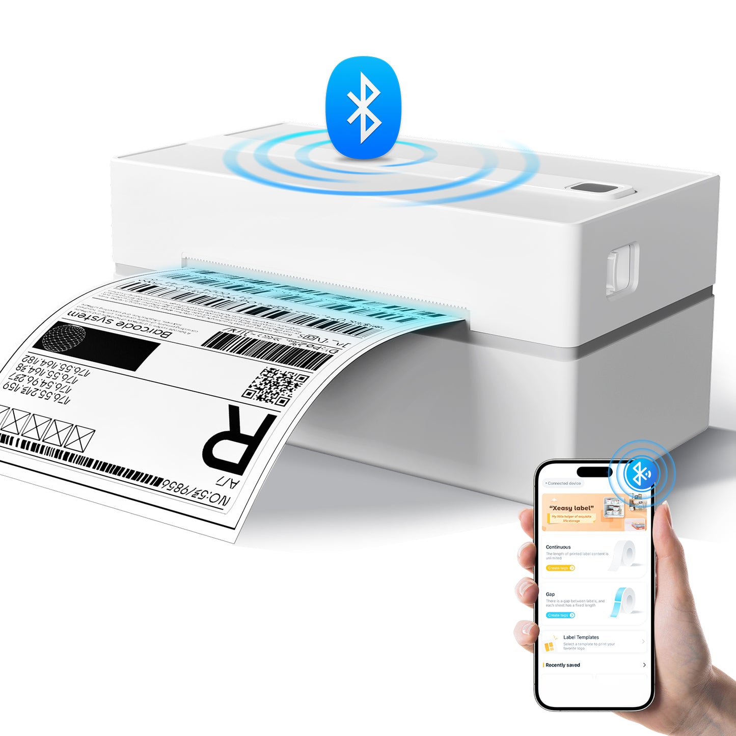 BAOKALER 4x6 Thermal Label Printer - Bluetooth Shipping Label Maker for Packages, Compatible with Windows iOS Android, Wireless Sticker Printing for Business and Home