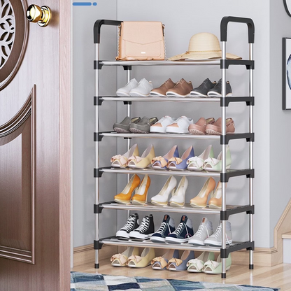 6-Tier Multifunctional Shoe Rack, Easy-to-Assemble Multi-Layer Shoe Storage Shelf for Hallways, Bedrooms, Bathrooms, Offices, and Living Rooms