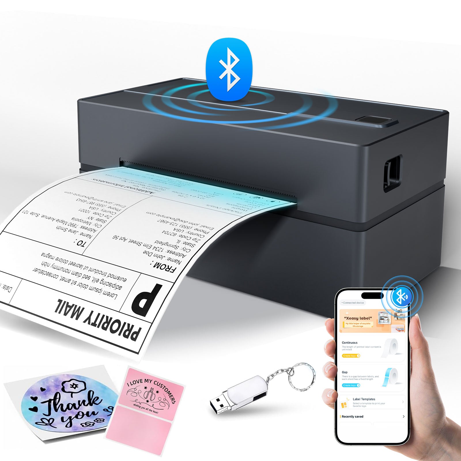 4x6 Thermal Label Printer, Bluetooth Wireless Sticker Printer for ...