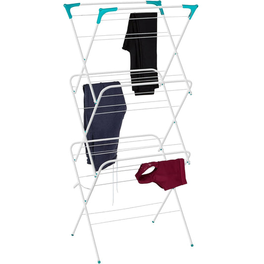 Clothes Drying Rack, 3 Tier Indoor and Outdoor Clothes Drying Rack, Lightly Textured Non Slip Rungs, White
