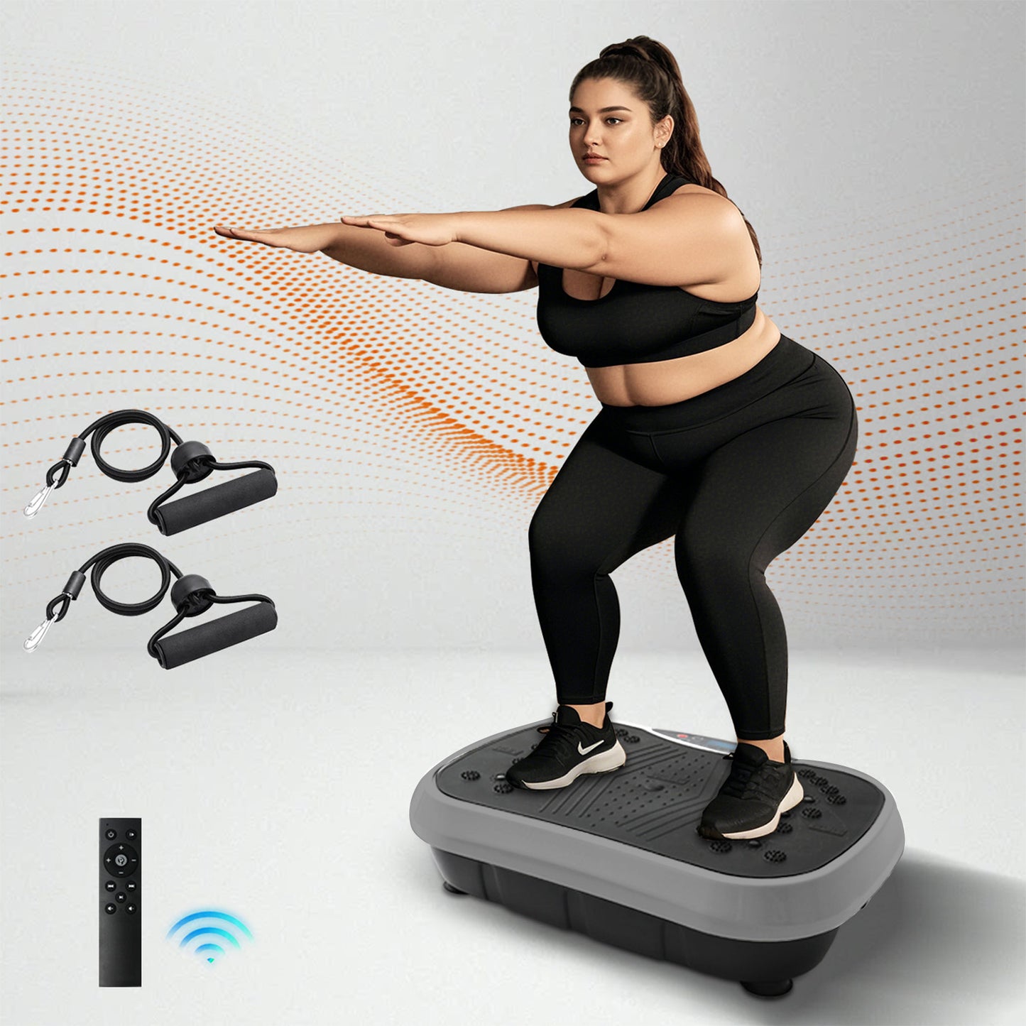 Vibration Plate Exercise Machine, Vibration Platform for Home Full Body Workout, Vibrating Board for Weight Loss with Resistance Bands, Remote Control