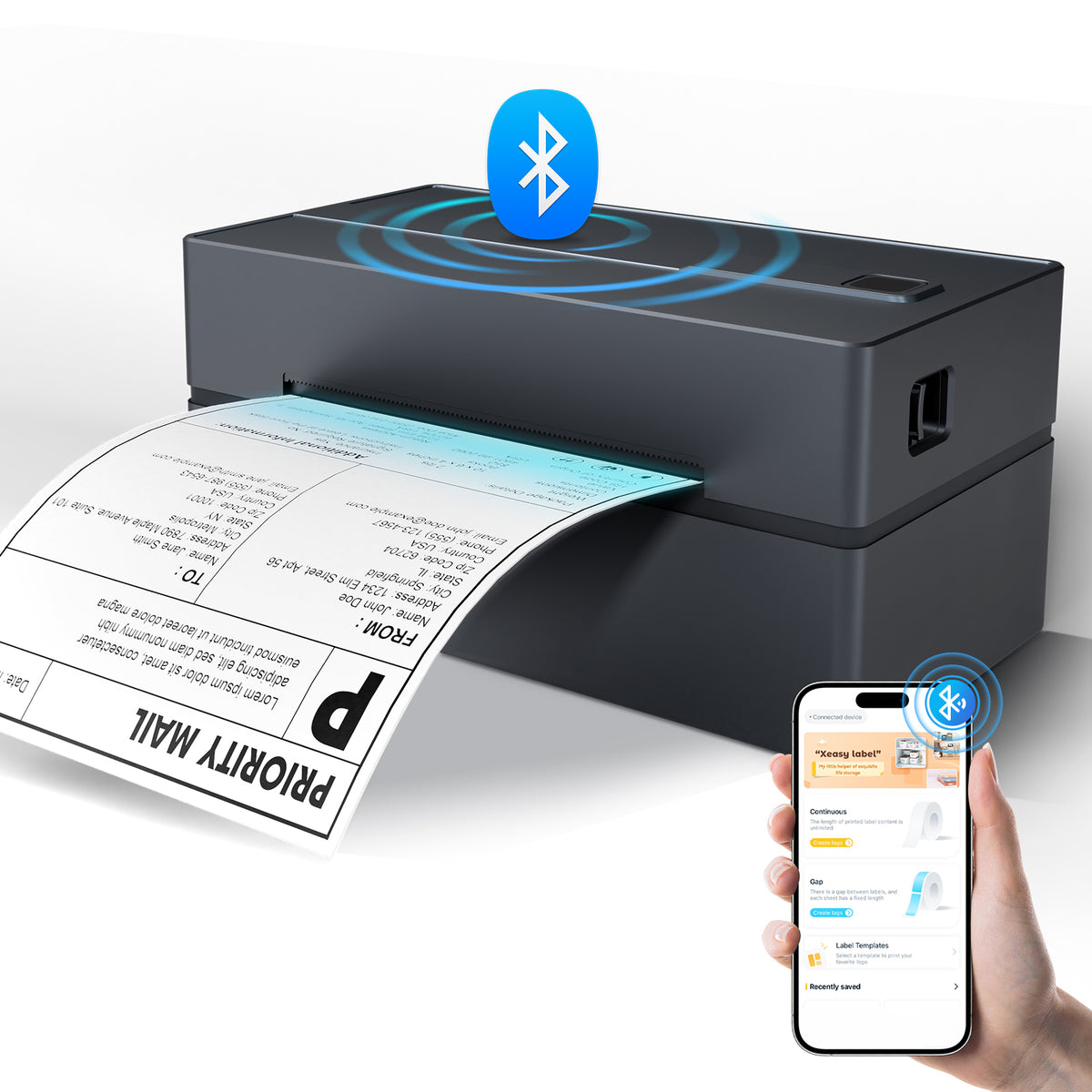 Label Printer Bluetooth 4x6 Thermal Wireless Shipping Label Maker for Packages, Compatible with Windows, iOS & Android, Ideal for Business & Home Sticker Printing