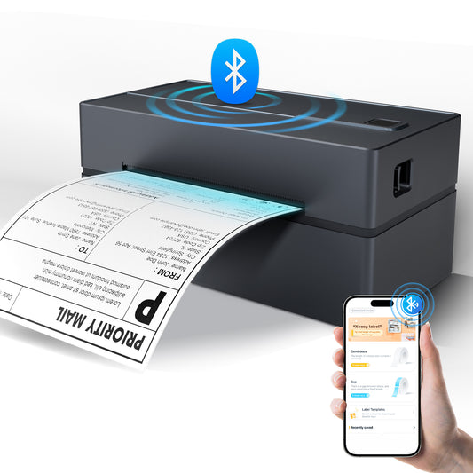 Label Printer Bluetooth 4x6 Thermal Wireless Shipping Label Maker for Packages, Compatible with Windows, iOS & Android, Ideal for Business & Home Sticker Printing