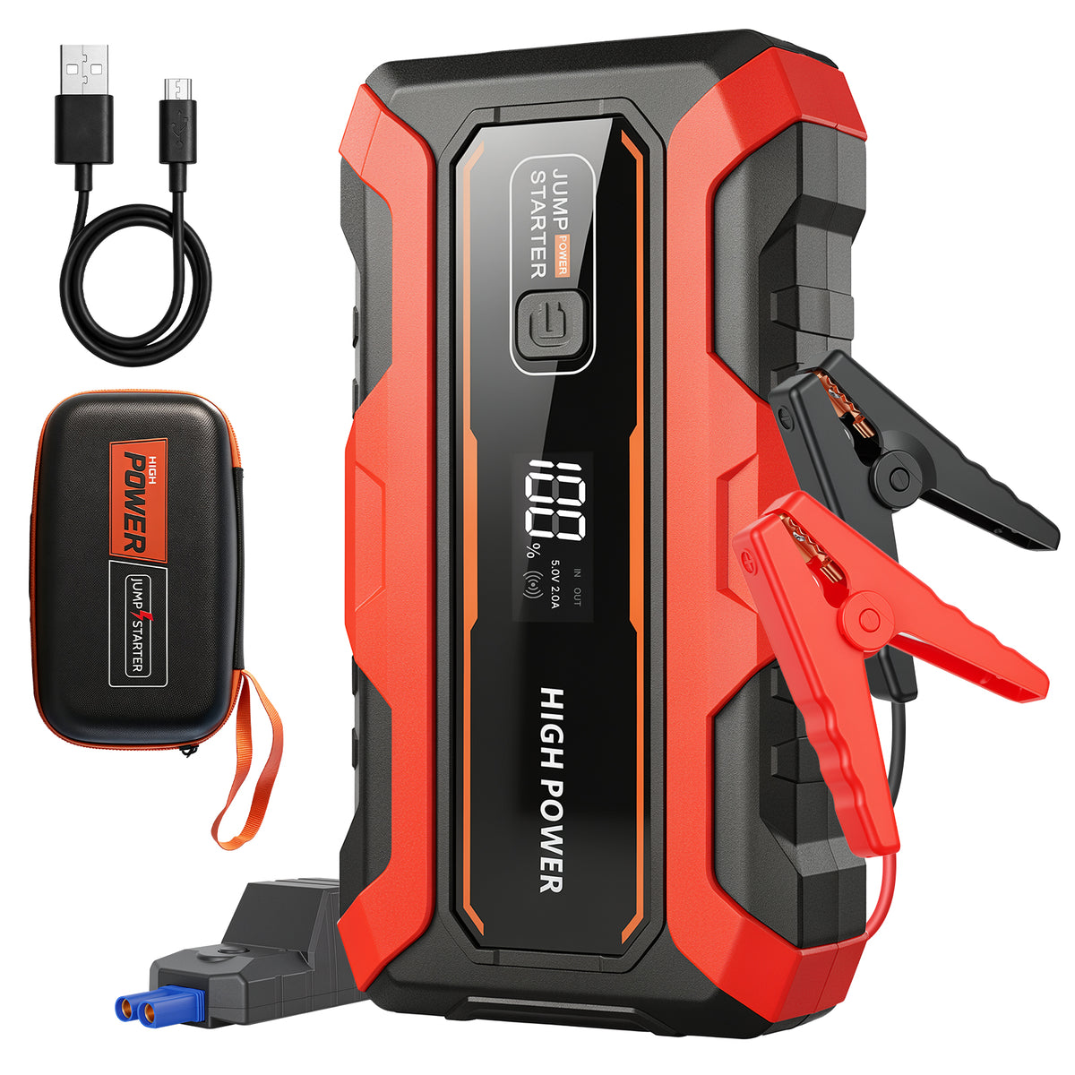 CATGOOD Car Jump Starter, 2000A Peak Portable Jump Box with 6000mAh Power Bank, 3-Mode LED Light & Multi-Protection