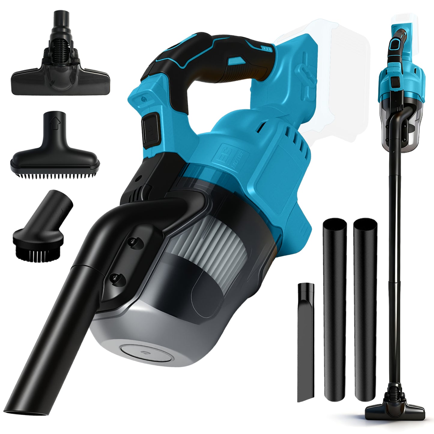 Cordless Handheld Vacuum for Makita Battery, 5-in-1 Car Vacuum Cleaner with LED Light and 400W Motor for Floor Carpet,Blue (Battery Not Included)