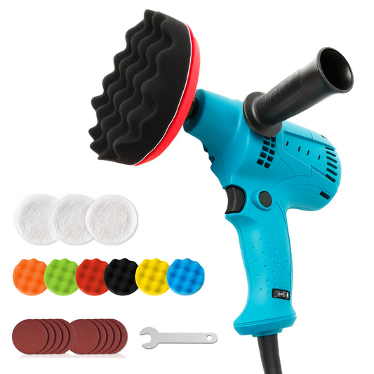Buffer Polisher Kit for Car, 6 Inch Rotary Polisher Buffer Waxer, 6 Variable Speed 1000-4100rpm, Detachable Handle Buffing Machine for Car Boat Sanding Polishing Waxing