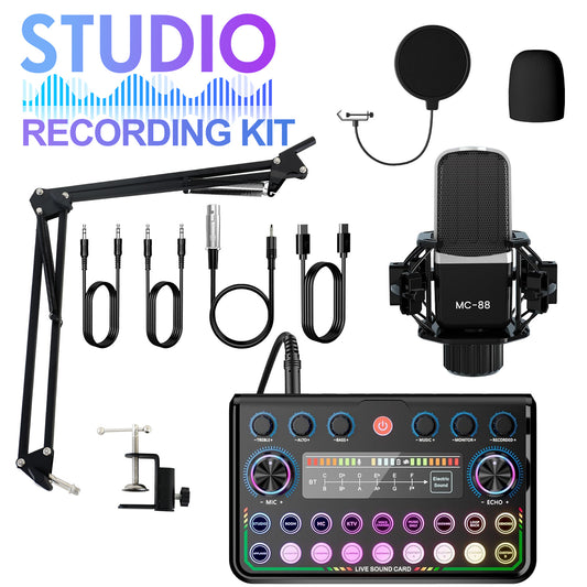 Podcast Equipment Bundle, Audio Interface with Condenser Microphone, Studio Equipment for Streaming, Gaming