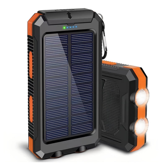 CATGOOD 10000mAh Portable Solar Charger for iphone and Android Power Bank with Dual 5V USB Ports for Outdoor Camping Hiking(Orange)