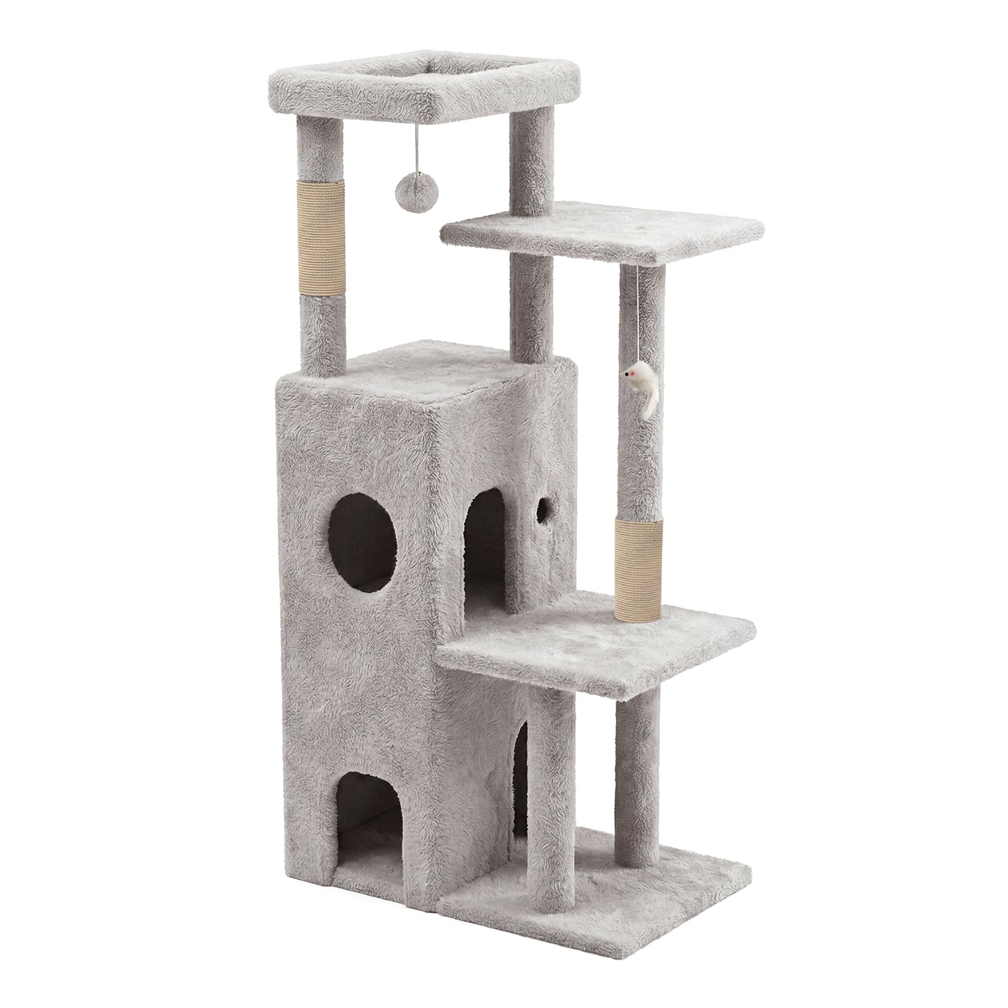 50 in Cat Tree Tower for Large Cats - Tall Cat Cando with Scratching Posts & Dangling Toys for Indoor Cats, Light Gray, 23.20 x 21.60 x 50.00 in