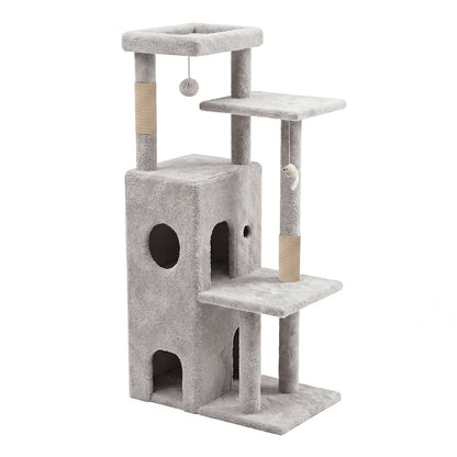 50 in Cat Tree Tower for Large Cats - Tall Cat Cando with Scratching Posts & Dangling Toys for Indoor Cats, Light Gray, 23.20 x 21.60 x 50.00 in