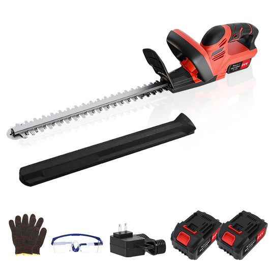 22'' Cordless Hedge Trimmer, 24V Bush Trimmer, Handheld Hedge Cutter with 2 * 3.0Ah Batteries, Lightweight & Compact Trimmer