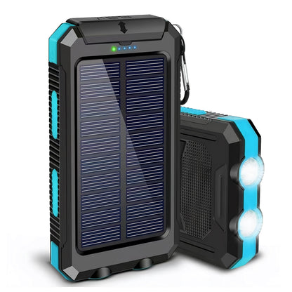 CATGOOD 10000mAh Portable Solar Charger for iphone and Android Power Bank with Dual 5V USB Ports for Outdoor Camping Hiking(Blue)
