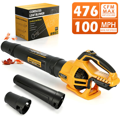 21V Portable Cordless Leaf Blower, 100MPH & 476CFM, 2?Speed Adjustable, Compatible with DEWALT 20V Battery, Tool Only, for Yard Lawn Driveway Cleaning