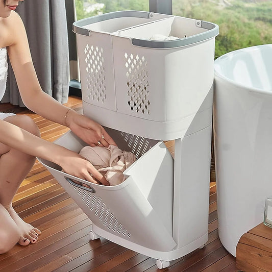 Magichomestore 3 Tier Rolling Laundry Removable Hamper Cart with Wheels, White