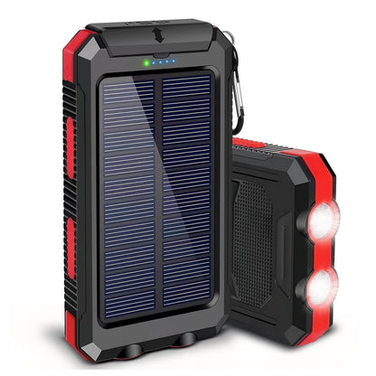 CATGOOD 10000mAh Portable Solar Charger for iphone and Android Power Bank with Dual 5V USB Ports for Outdoor Camping Hiking(Red)