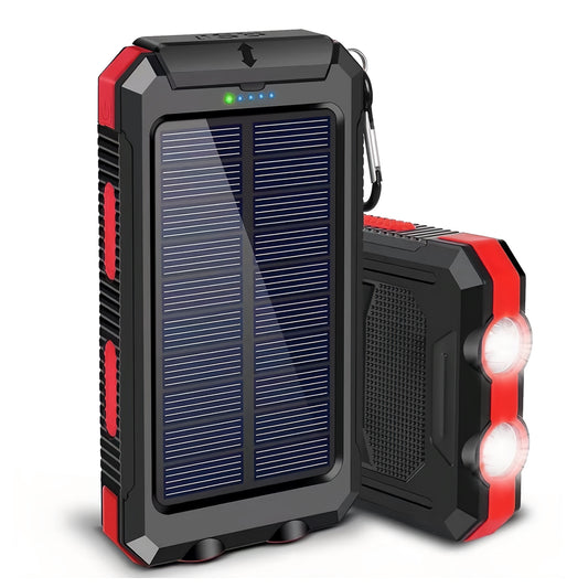 CATGOOD 10000mAh Portable Solar Charger for iphone and Android Power Bank with Dual 5V USB Ports for Outdoor Camping Hiking(Red)