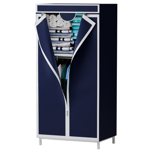 Bedroom Clothes Closet Storage Organizer, Fabric Wardrobe, for Hanging Clothes, Wardrobe Closet for Hanging Clothes, Navy Blue