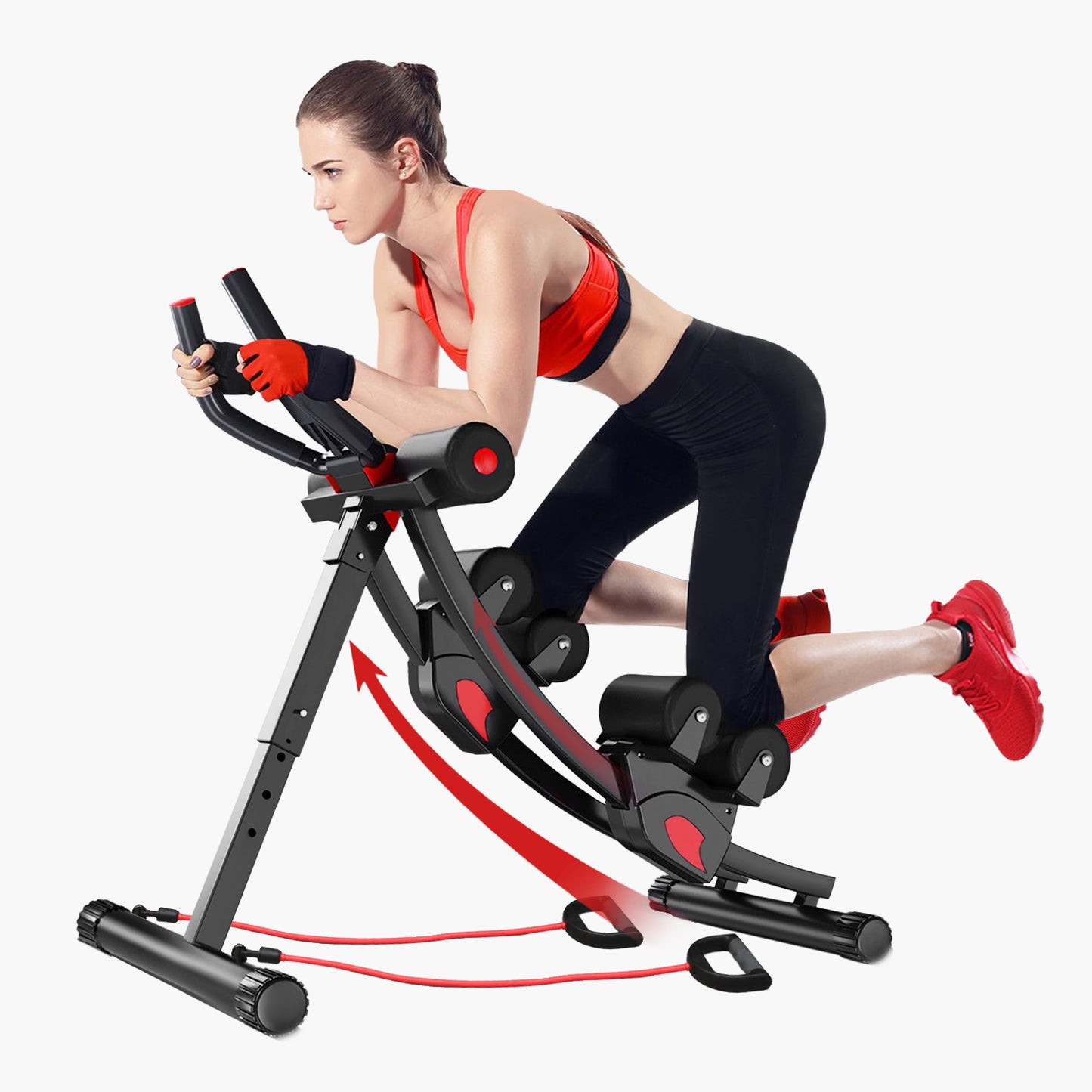 RICAN Dual Track ab Machine, ab Workout Equipment for Home Gym, Height Adjustable Ab Trainer Exercise Equipment, Foldable Fitness Equipment, Core & Abdominal Exercise and Strength Training