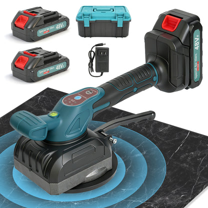 Tile Vibration Leveling Machine, Cordless Tiler Vibration Tool with 5 Adjustable Speed, 2-in-1 Tile Vibration Machine with 5.2in Suction Cup & 176Lbs Adsorption, 2 Batteries