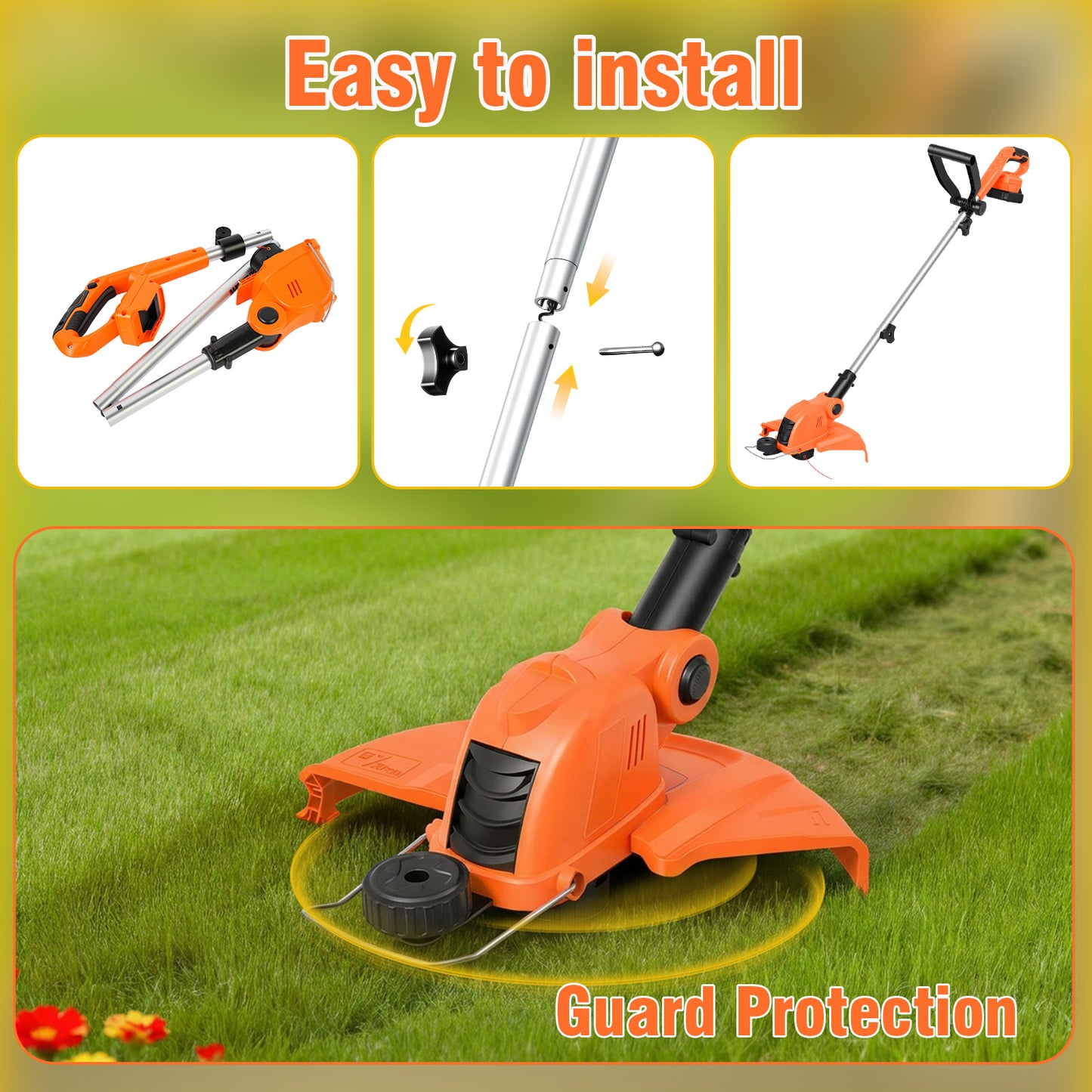 CATGOOD 12" Electric String Trimmer, Cordless Battery Powered Weed Eater, 3-in-1 Cordless Grass Trimmer Edger