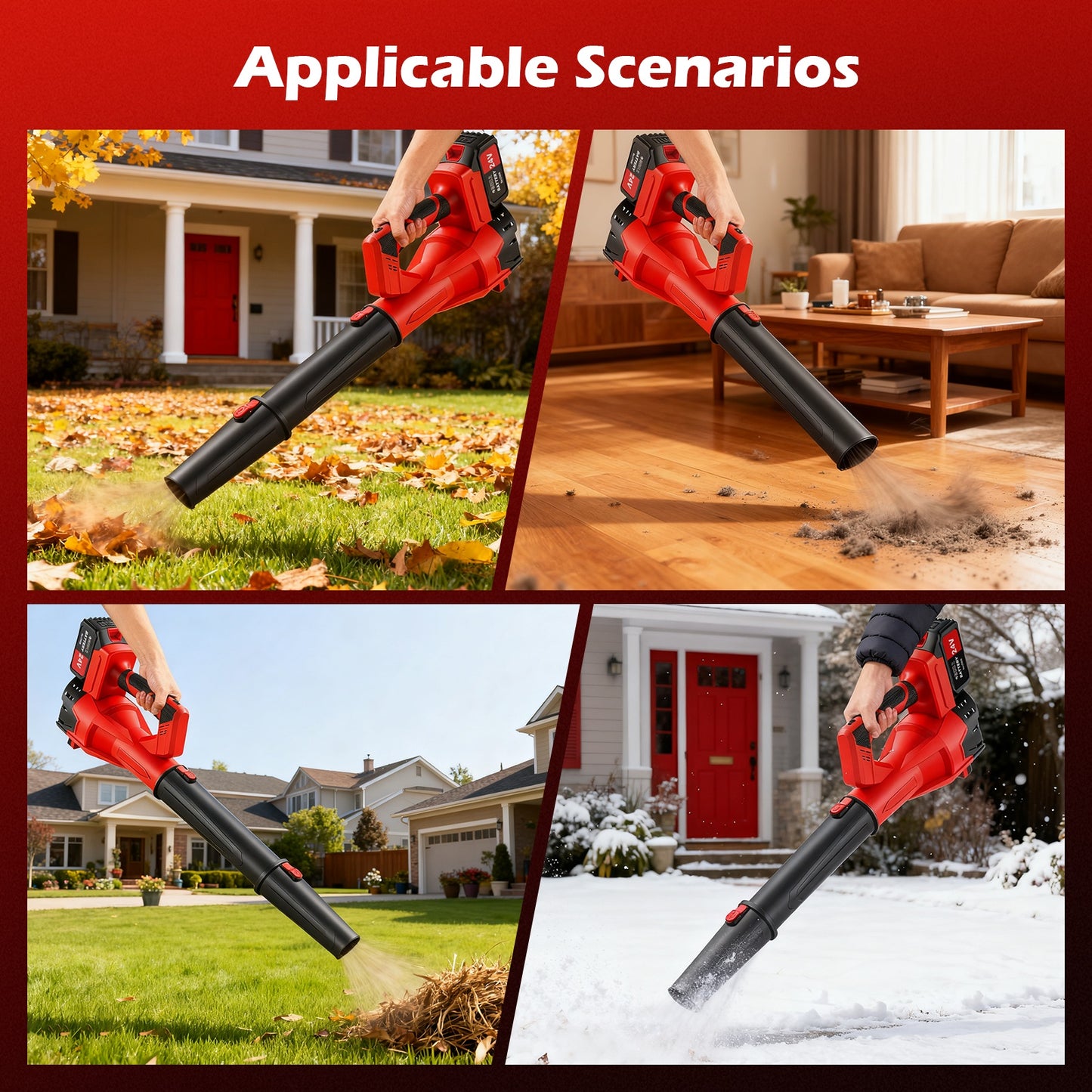Cordless Leaf Blower, 680CFM/200MPH Electric Leaf Blower with 2 X 6.0Ah Batteries and Charger, 6 Speed Mode, Lightweight Leaf Blowers for Blowing Leaves, Lawn Care, Patio Cleaning and Dust