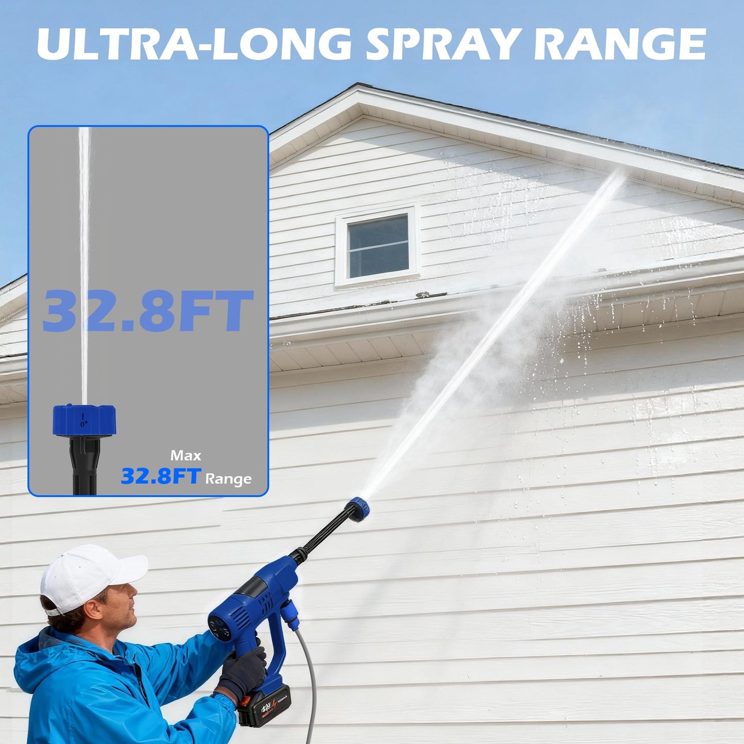 BAOKALER 21V Portable Cordless Pressure Washer, 900PSI High Pressure Washer with 10-Speed Adjustment, 6-in-1 Nozzle, Dual 4.0Ah Batteries for Watering Plants, Garden,Car, Floor Cleaning