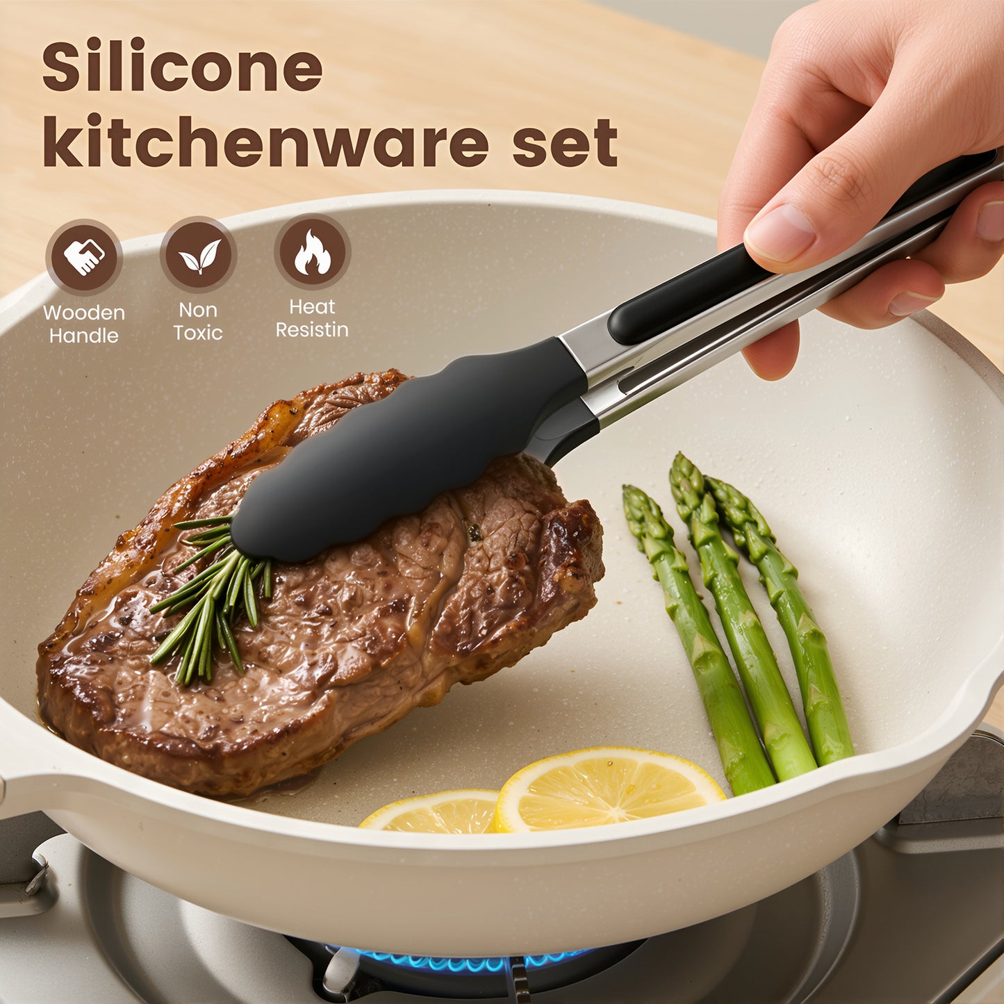 Silicone Cooking Utensils Set with Holder, 44 PCS Kitchen Utensils Set, Silicone Kitchen Gadgets Spatulas Set for Nonstick Cookware, Black